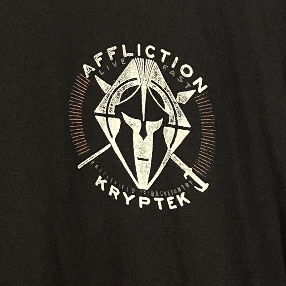 Affliction Kryptek T Shirt Size Large Big Graphic Print Black Gray Short Sleeve - Picture 3 of 11